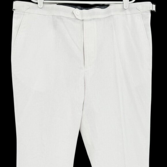 Stafford Men's Flat Front Classic Side Buckle Lined Blend White Pants 42x30 NWT - Picture 3 of 11